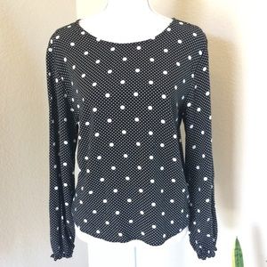 DIVIDED BY H&M BLACK & WHITE POLKA DOT TOP SZ 12